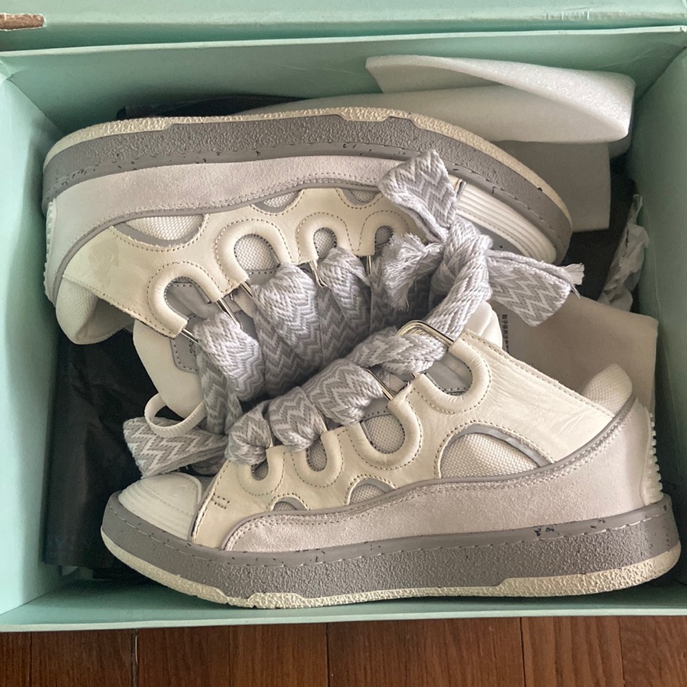 LANVIN CURB SNEAKERS SLITHY WORN